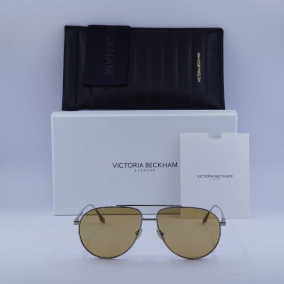 Victoria Beckham VB242S 042 Aviator Sunglasses – Silver/Brown main image 7